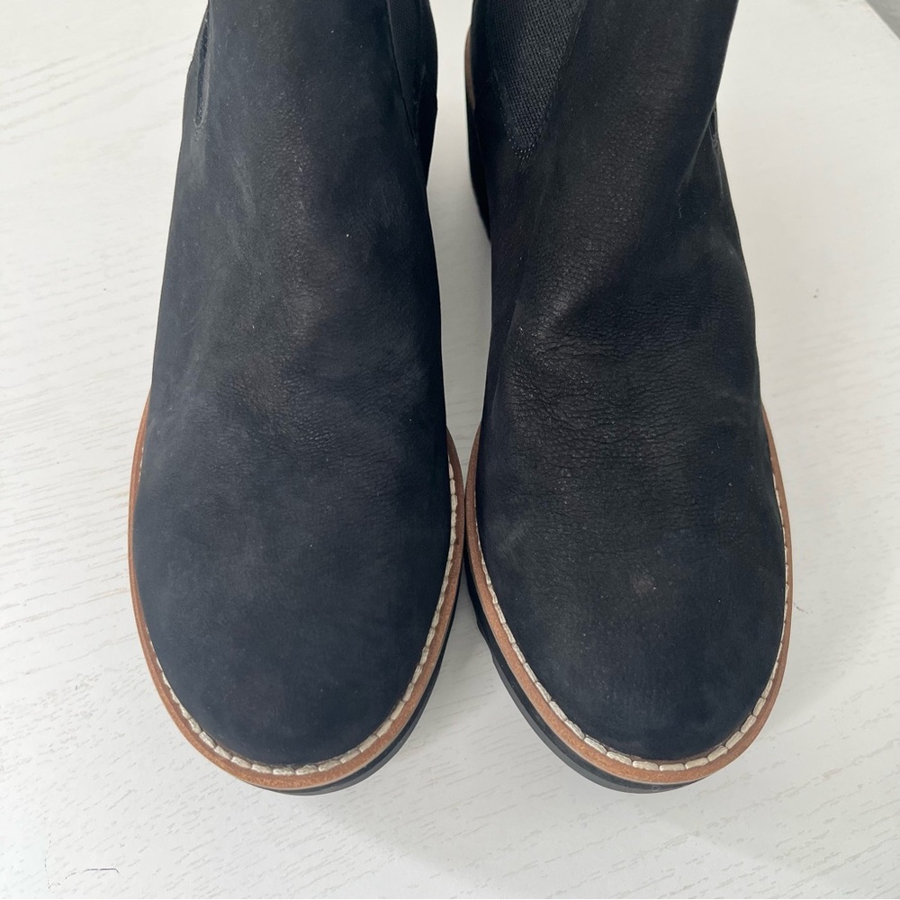 Eileen Fisher Black Lilou Nubuck and Recycled Stretch Knit Bootie Women's Size 7 - Picture 5 of 8